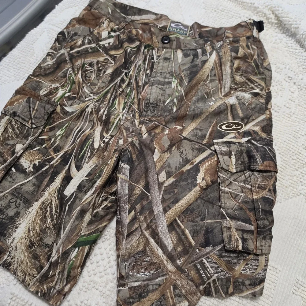 Drake Waterfowl Systems Men's Size Medium Mossy Oak Camo Cargo Shorts